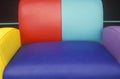 Multi colored leather sofa