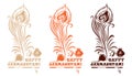 Multi-colored logo icons set for Krishna birthday