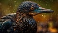 Multi colored mallard duck close up portrait by pond generated by AI