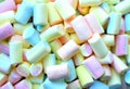 Multi-colored marshmallows. Background or texture of colorful blue and pink marshmallows