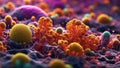 Multi-colored microorganisms under science bacteria Royalty Free Stock Photo