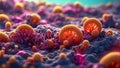 Multi-colored microorganisms under science bacteria bacterium parasitology Royalty Free Stock Photo