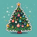 A multi-colored mini-Christmas tree illustration for kids' drawing design.