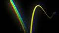 Multi-colored neon lines of ribbon fly in the air, smoothly oscillation and wave. Lines color changes cyclically form