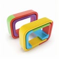 Abstract Colorful Interlocking Shapes, Modern 3D Design Royalty Free Stock Photo