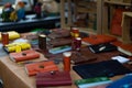 Multi-colored notebooks made of leather Royalty Free Stock Photo