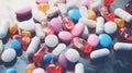 Multi-colored pain pills Royalty Free Stock Photo