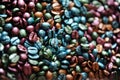 Multi-colored painted pearl coffee beans texture background