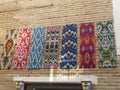 Multi- colored and painted traditional fabrics of Uzbekistan.