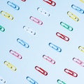 Multi-colored paper clips in row Royalty Free Stock Photo