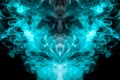 A multi-colored pattern of blue and green smoke of a mystical shape in the form of a face and a ghost head or a strange creature o Royalty Free Stock Photo