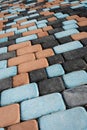 Multi-colored paving slabs. Abstract textured background. Vertical orientation Royalty Free Stock Photo