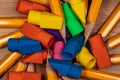 Pencil Points and Erasers Royalty Free Stock Photo