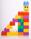 Multi colored Plastic building blocks built steps effect Royalty Free Stock Photo