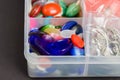 Multi colored plastic buttons used to create jewelry