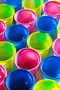 Multi colored plastic cups, full frame Royalty Free Stock Photo