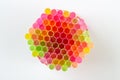 Multi-colored plastic straws isolated on a white background Royalty Free Stock Photo