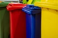 Multi colored Plastic Trash Bins Royalty Free Stock Photo