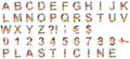 Multi-colored plasticine font. Alphabet letters ABCDEFGHIJKLMNOPQRSTUVWXYZ and digits 1234567890 set cut out of paper on a