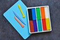 Multi-colored plasticine and modeling board. View from above Royalty Free Stock Photo