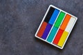 Multi-colored plasticine and modeling board. View from above Royalty Free Stock Photo