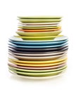 Multi-colored plates on white