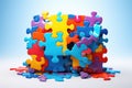 Multi colored puzzle pieces