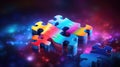 Multi colored puzzle pieces