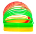 Multi-colored rainbow spring on a white background Royalty Free Stock Photo