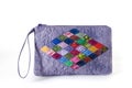 Multi-colored rhombus pattern patchwork mini zipper bag