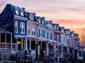 Row Houses at Sunrise, Washington, DC neighborhood