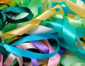 Multi-colored satin ribbons