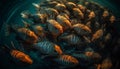 Multi colored school of fish swim in natural Red Sea environment generated by AI Royalty Free Stock Photo