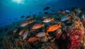 Multi colored school of fish swim in reef generated by AI Royalty Free Stock Photo