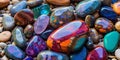 Multi-colored semi-precious stones: a variety of colors in one place Royalty Free Stock Photo