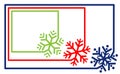 Multi-colored set border frame line with corner element snowflake vector. Label simple rounded snowflake silhouette template icon Royalty Free Stock Photo