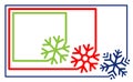 Multi-colored set border frame line with corner element snowflake vector. Label simple rounded snowflake silhouette template icon Royalty Free Stock Photo
