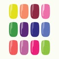 Multi-colored set of false nails. Vector illustration isolated on white background Royalty Free Stock Photo