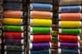 Multi-colored sewing threads close-up. Royalty Free Stock Photo
