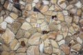 Multi-colored and multi-sized yellow and brown rock wall