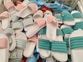 Multi-Colored slippers made from rubber for sale in departement store