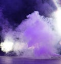Multi-colored smoke at the concert at night Royalty Free Stock Photo