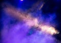 Multi-colored smoke at the concert at night Royalty Free Stock Photo