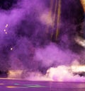 Multi-colored smoke at the concert at night Royalty Free Stock Photo