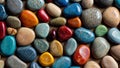 Multi-colored smooth stones close-up. Generative AI.