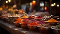Multi colored spices in a vibrant bowl, selling Indian culture generated by AI Royalty Free Stock Photo