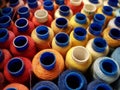 Multi-colored spools of thread in a box Royalty Free Stock Photo