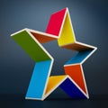 Multi colored star shape isolated on black background