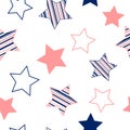 Stars seamless pattern. Design for fabric, wrapping paper, background, wallpaper. Vector. Royalty Free Stock Photo
