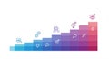 A multi-colored, step-style bar chart progresses from left to right, starting in shades of Royalty Free Stock Photo